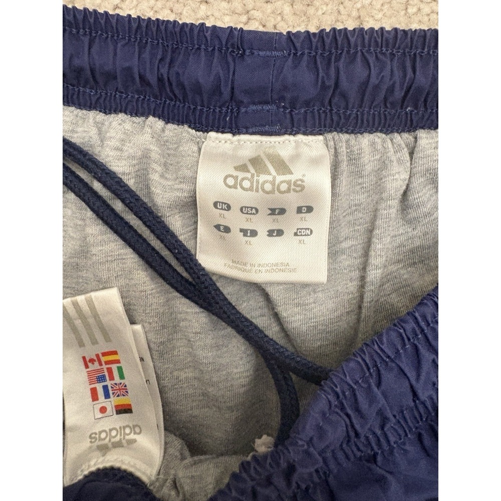 VTG Y2K Adidas Lined Baggy Blue 3 Stripe Track Pants Drawstrings Size XL - Picture 4 of 9